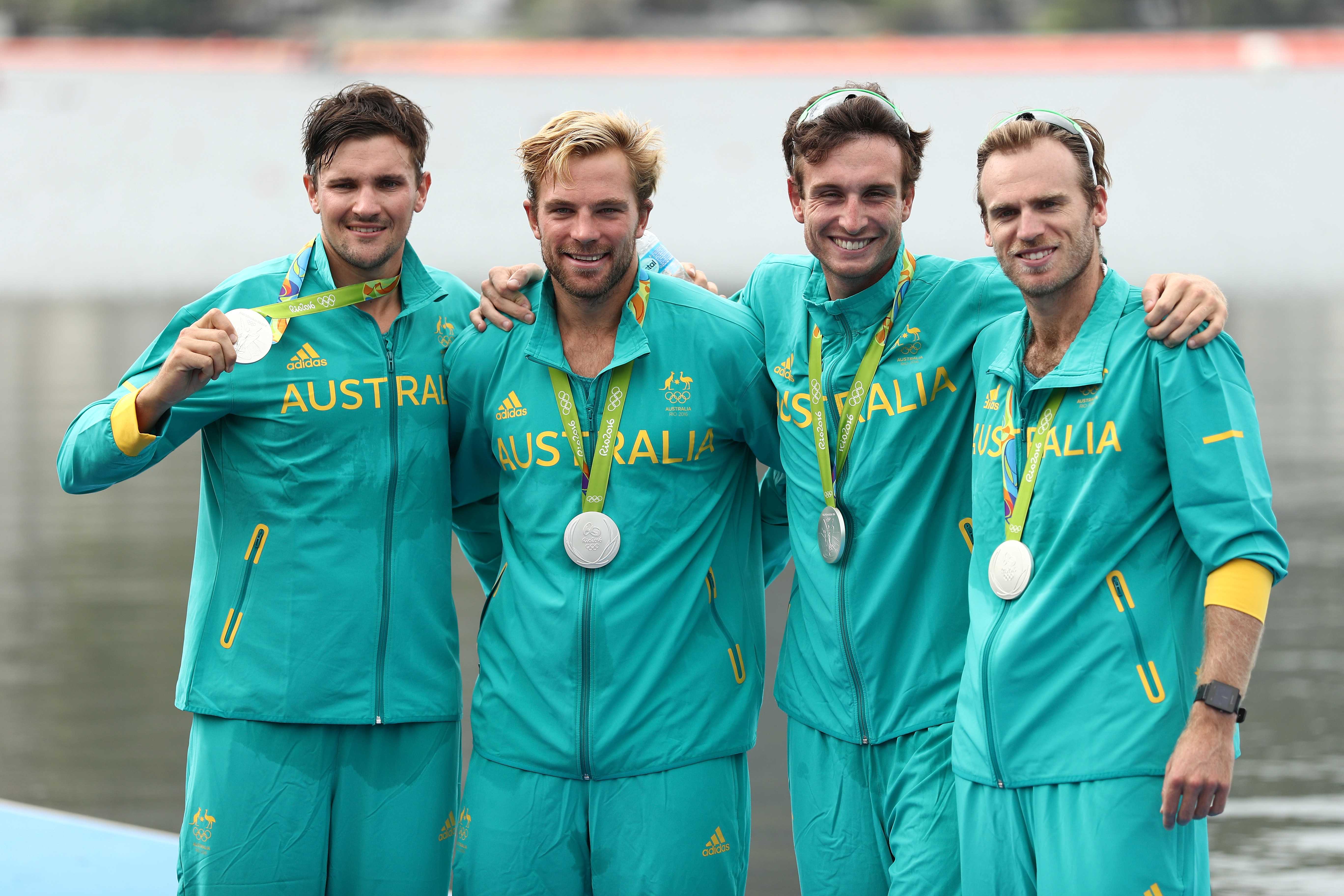 Silver medalists William Lockwood, Joshua Dunkley-Smith, Joshua Booth and Alexander Hill at the Rio 2016 Olympic Games 