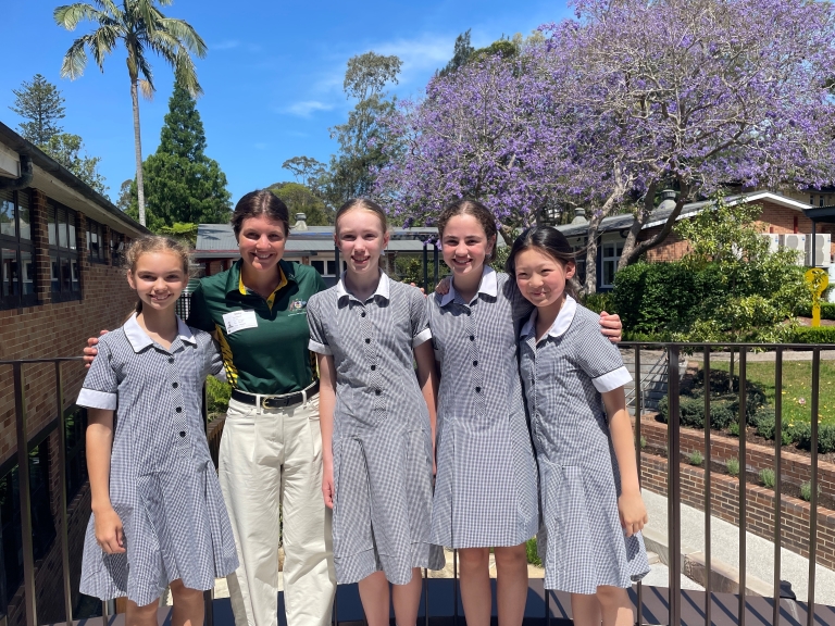 Lucy Coleman with Abbotsleigh School students