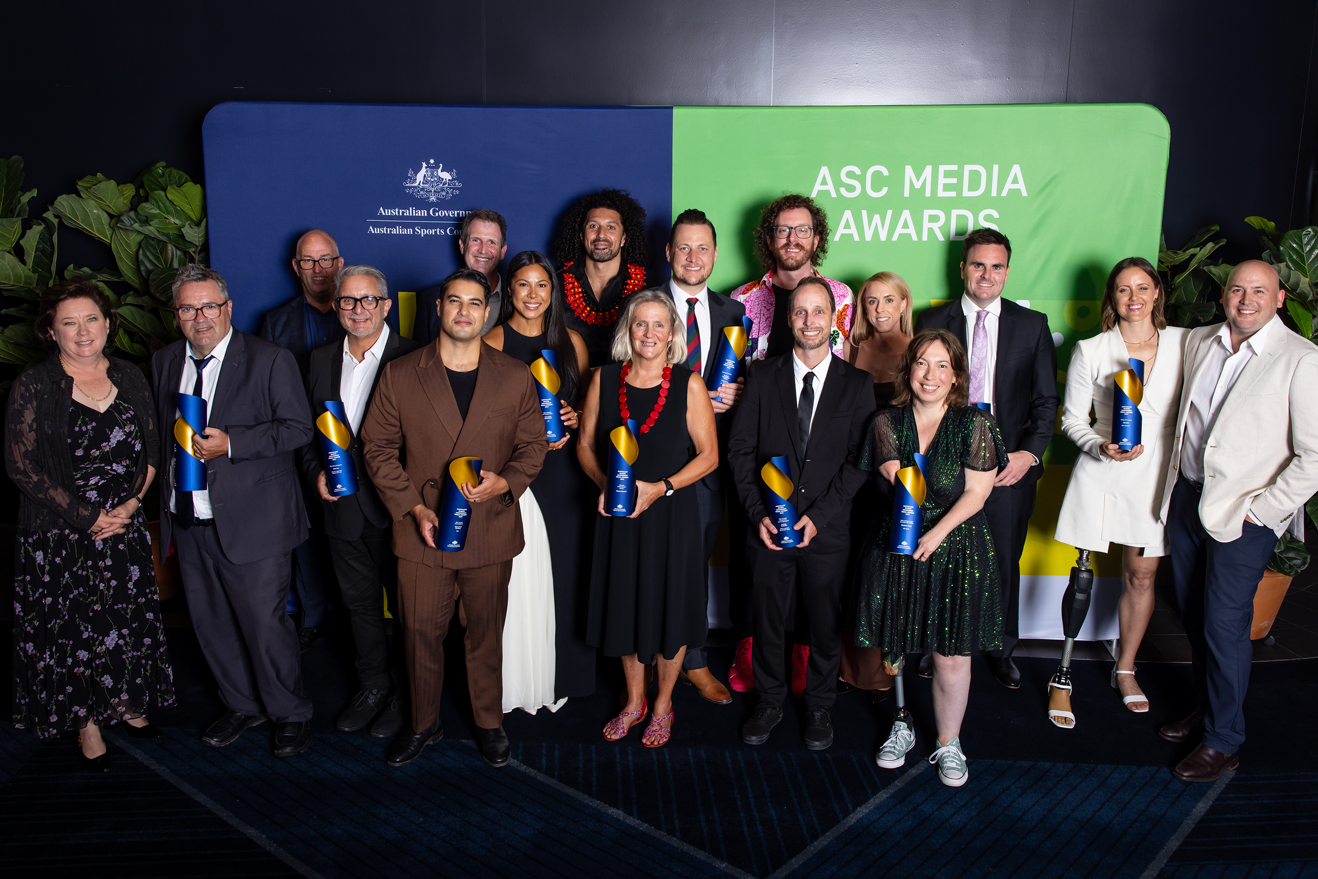 Lifetime Achievement Award recipient Margie McDonald with all the winners from the ASC Media Awards